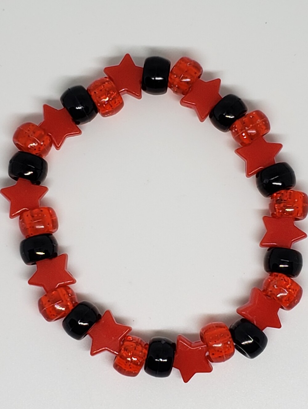 Handmade Red Glitter Star Kandi Bracelet